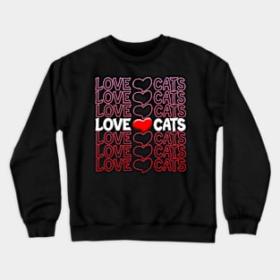 Love Cats Heart Repeat Text Red Crewneck Sweatshirt